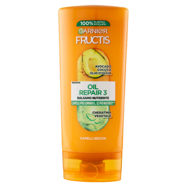 Garnier Fructis Balsamo Nutriente Oil Repair 3, ideale per capelli secchi, 200 ml