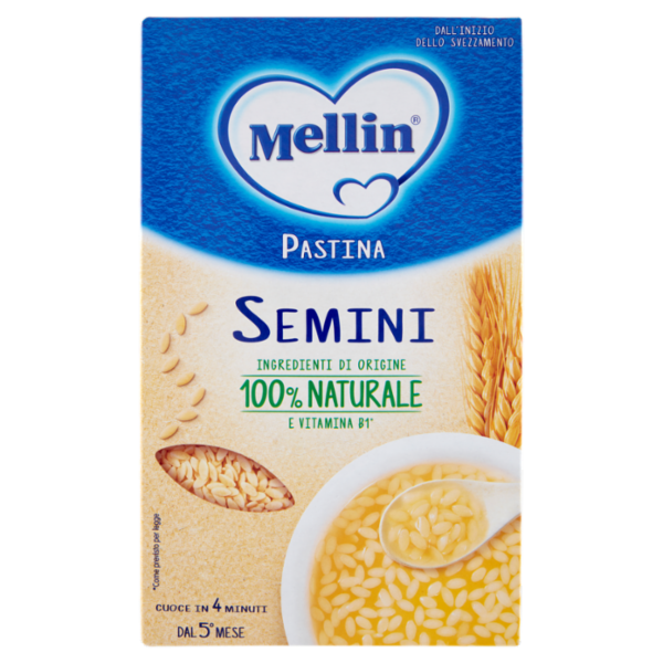 MELLIN Pastina 100% Naturale Semini con farina Grano Tenero 320 g