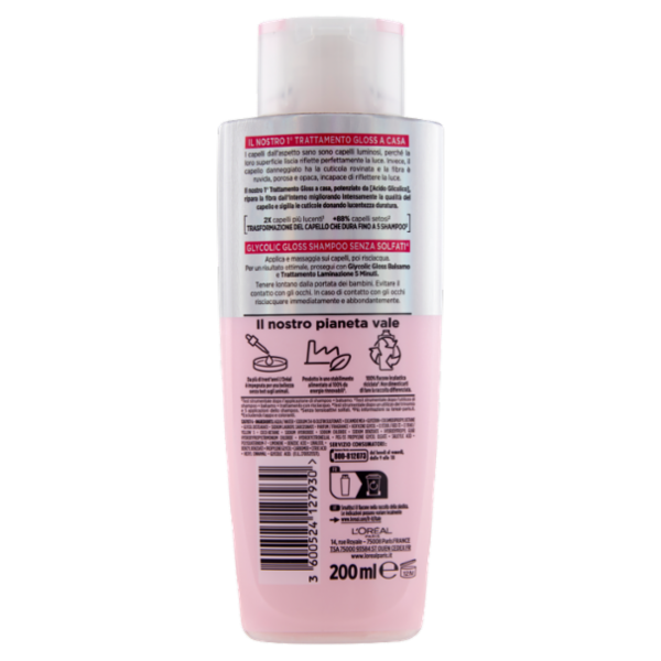 L'Oréal Paris Elvive Glycolic Gloss Shampoo con Acido Glicolico Per Capelli Spenti e Porosi 200 ml