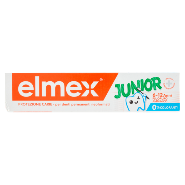 elmex Junior dentifricio bimbi, bambini 6-12 anni, 75ml