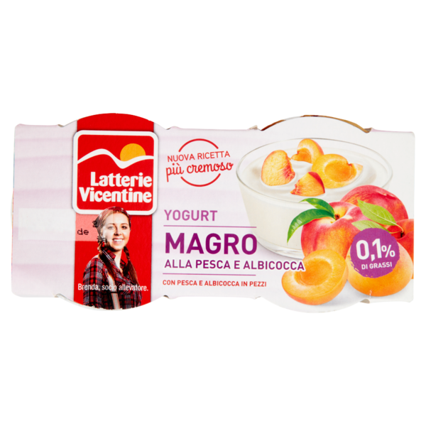 Latterie Vicentine Yogurt Magro alla Pesca e Albicocca 2 x 125 g