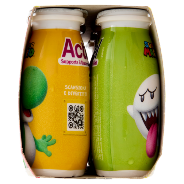 ACTIMEL SuperMario, Yogurt da Bere con Vit B6 e D per il Sistema Immunitario, fragola&banana, 8x100G