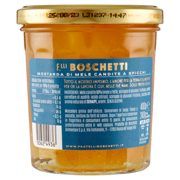 F.lli Boschetti Mostarda Ricetta alla Mantovana con Mele a Spicchi 400 g