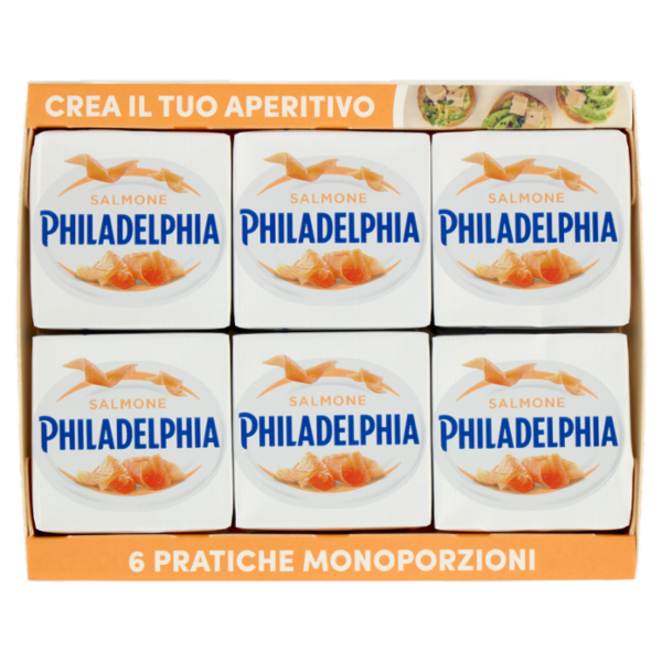 Philadelphia Formaggio Fresco Spalmabile al Salmone - 6 x 25g