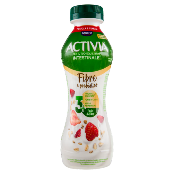 ACTIVIA da Bere, Fibre e probiotico, Fragola, Fonte di Calcio, aiuta metabolismo e digestione,270g