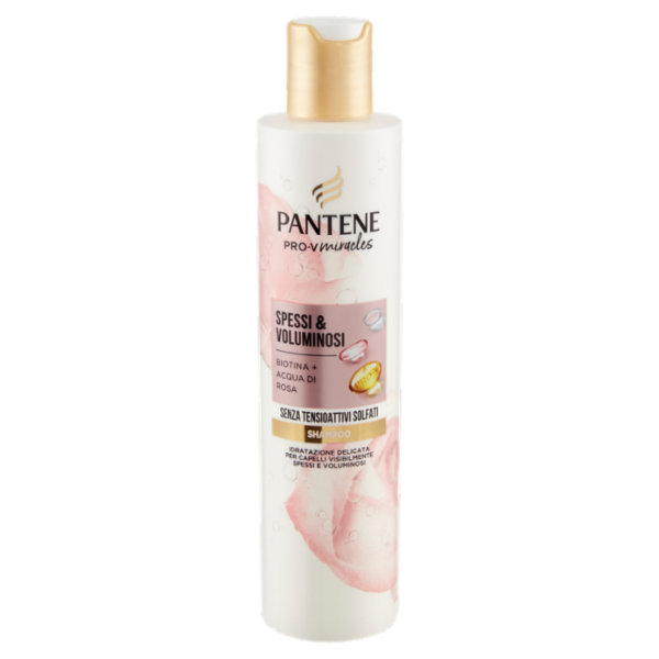 Pantene Shampoo Miracles Spessi & Voluminosi con Biotina + Acqua di Rosa 225 ml