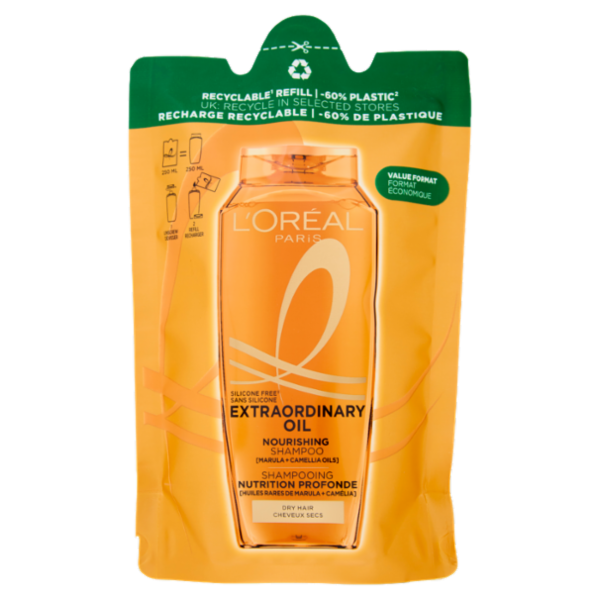 L'Oréal Paris Olio Straordinario Eco-Ricarica Shampoo Nutrimento Sublime per Capelli Secchi 250 ml