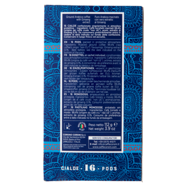 Compagnia dell'Arabica Puro Arabica con Vero Estratto al Ginseng 16 Cialde 112 g