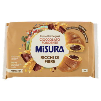 Misura Fibrextra 6 Cornetti Integrali Cioccolato Fondente 308 g