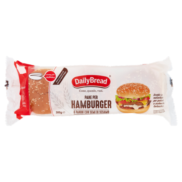 DailyBread Pane per Hamburger Panini con Semi di Sesamo 6 x 50 g