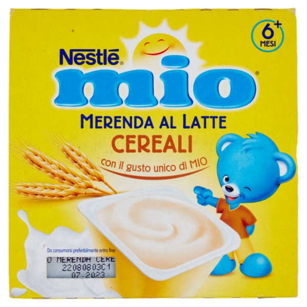NESTLÉ MIO Merenda al Latte Cereali da 6 mesi 4 vasetti da 100 g