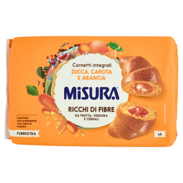 Misura Fibrextra 6 Cornetti integrali Zucca, Carota e Arancia 308 g