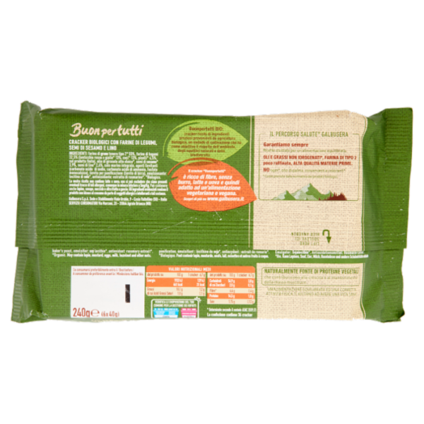 Galbusera Buonpertutti con Farine di Legumi Biologici con Farina Tipo 2, Semi di Sesamo e Lino 6x40g