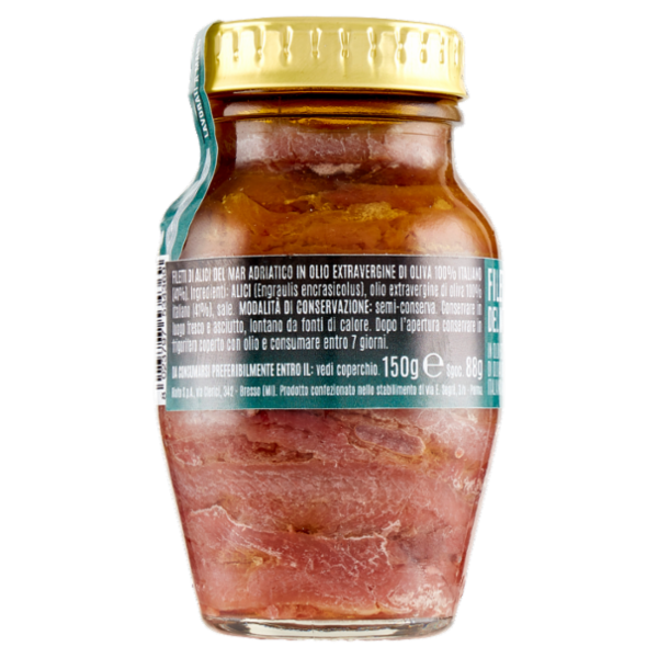 Assaggi e paesaggi Filetti Alici Mar Adriatico in Olio Extravergine Oliva 100% italiano (41%) 150g