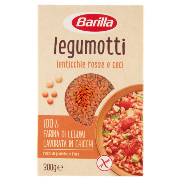 Barilla Legumotti Lenticchie Rosse e Ceci in Chicchi 100% Farina di Legumi 300g
