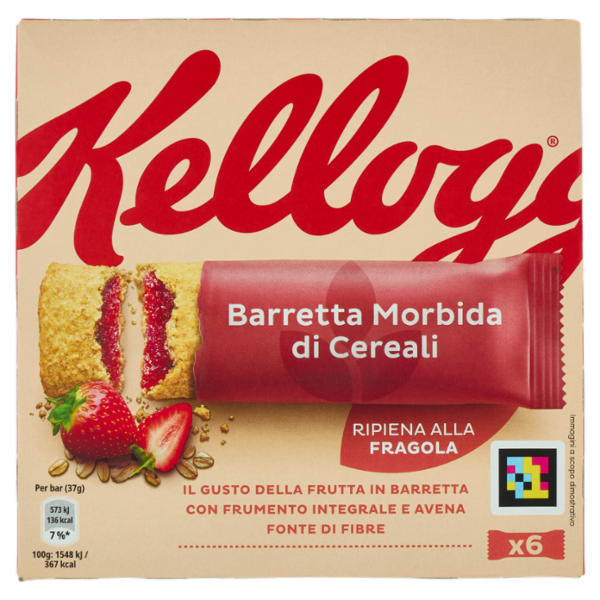Kellogg's Barretta Morbida di Cereali Ripiena alla Fragola 6 x 37 g