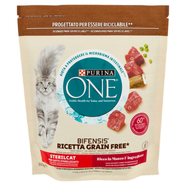 PURINA ONE Bifensis Grain Free Sterilcat Manzo 350 g