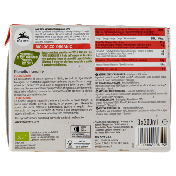 alce nero Nettare di Pesca 3 x 200 ml