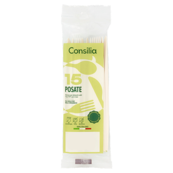 Consilia Coltelli Biodegradabili e Compostabili 15 pezzi