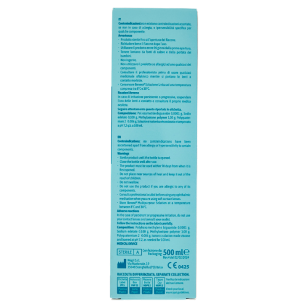 Benexè X i Tuoi Occhi Soluzione Unica per Lenti a Contatto Morbide 500 ml + Porta Lenti