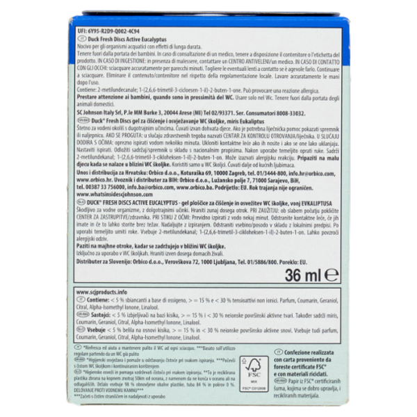 Duck Fresh Discs - Base per Dischi Gel Igienizzanti WC, Fragranza Eucalipto 36ml