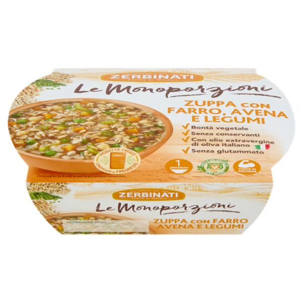 Zerbinati Le Monoporzioni Zuppa con Farro, Avena e Legumi 310 g