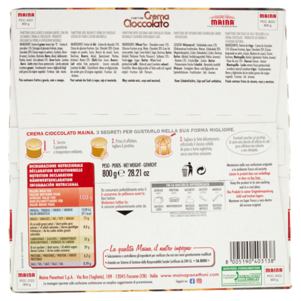Maina Panettone Crema Cioccolato 800 g