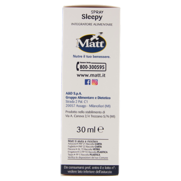 Matt Benessere Spray Sleepy sonno e relax Melatonina 30 ml