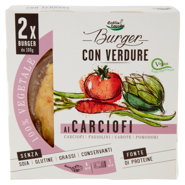 Cottin tavola 100% Vegetale Burger con Verdure ai Carciofi 2 x 100 g