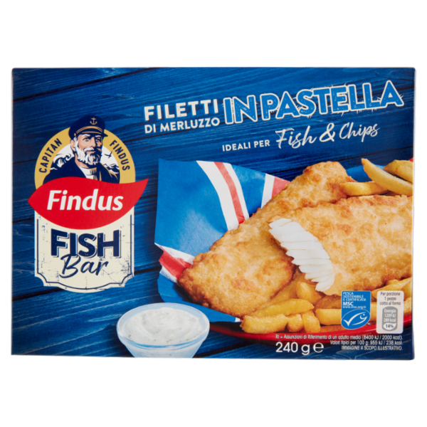 Capitan Findus Fish Bar Filetti di Merluzzo in Pastella 240 g