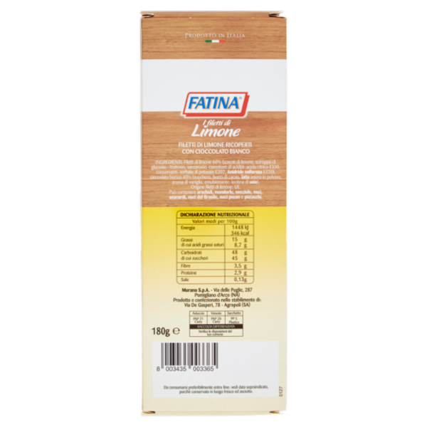 Fatina i filetti di Limone Ricoperti con Cioccolato Bianco 180 g
