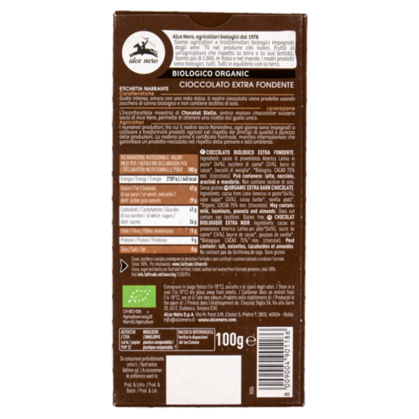 alce nero Cioccolato Extra Fondente 100 g