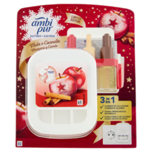 Ambi Pur Profumatore Per Ambienti Diffusore Elettrico + Ricarica, Mela e Cannella 20 Ml