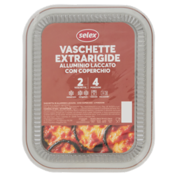 Selex Contenitore Extrarigido In Alluminio Laccato Con Coperchio 4 Porzioni 2 Pezzi