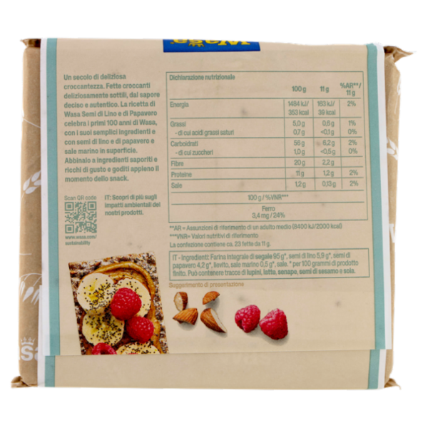 Wasa Chruncy Twist Cracker con Farina Integrale di Segale e Semi di Lino e Papavero 245g