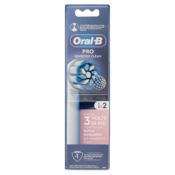 Oral-B Testine di Ricambio Pro Sensitive Clean Bianche Spazzolino Elettrico Denti Ricaricabile 2 pz