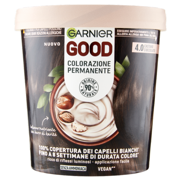 Garnier GOOD 4.0 Castano Cioccolato, colorazione permanente senza ammoniaca, 90% origine naturale