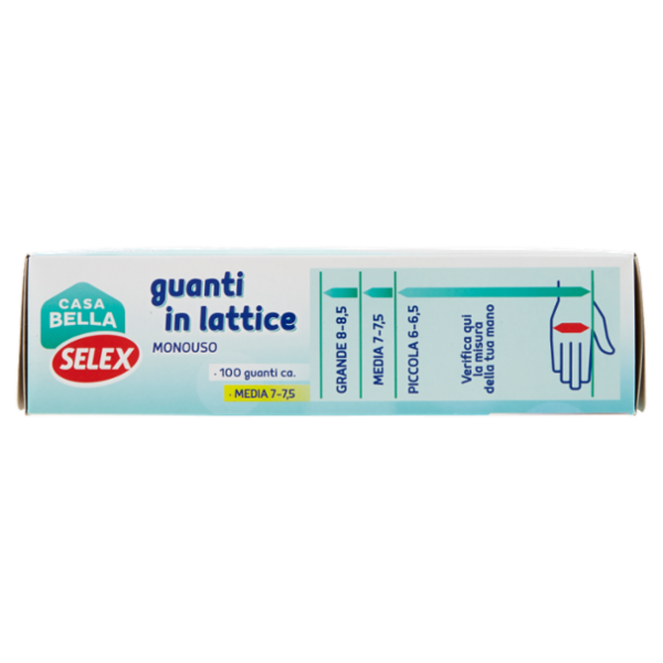 Selex Casa Bella Guanti Monouso in Lattice Naturale Misura Media (7-7,5) Dispenser 100 pezzi