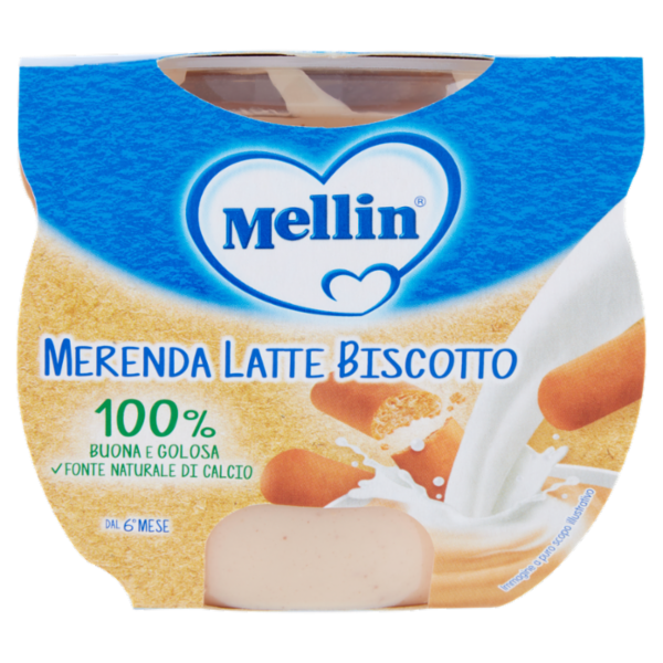 MELLIN Merenda Latte e Biscotto al cucchiaio 2 x 100 g