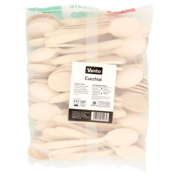 Vanto Cucchiai in Mater Bi Biodegradabili e Compostabili Bianchi 100 pezzi