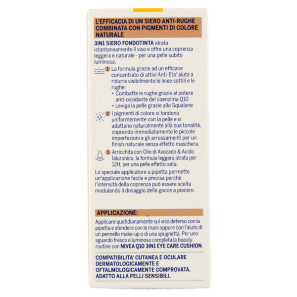 Nivea Q10 Anti-Rughe Power 3in1 Siero Fondotinta 02 Dark 30 ml