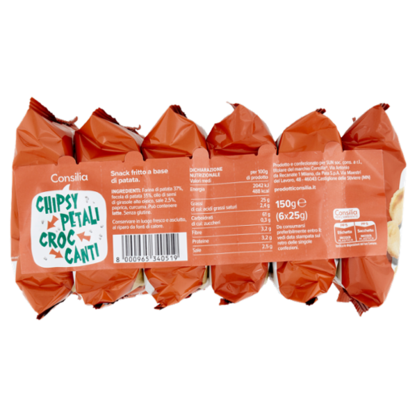 Consilia Saper Scegliere Chipsy Petali Croccanti (senza olio di palma) 6 x 25 g