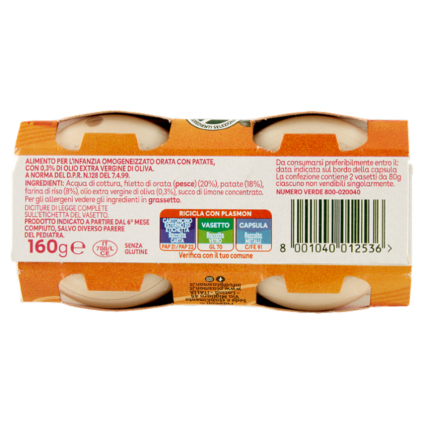 Plasmon Omogeneizzato Orata con patate 2 x 80 g