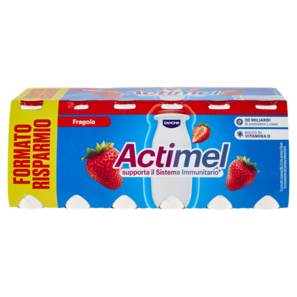 ACTIMEL, Yogurt da Bere con Vit B6 e D per il Sistema Immunitario, gusto Fragola, 12X100G