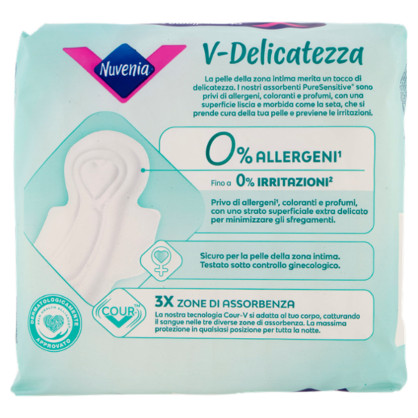 Nuvenia pure sensitive Sottile Notte+ con Ali 8 pz