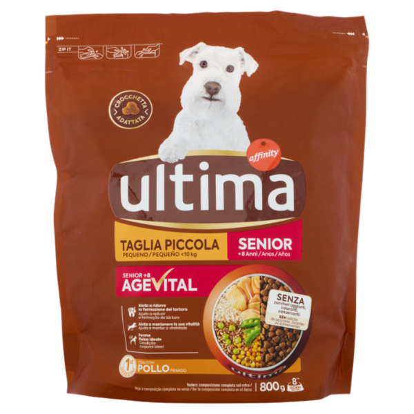ultima Dog Taglia Piccola Senior +8 Anni con Pollo 800 g