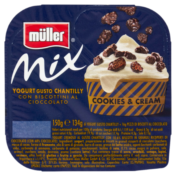 müller Mix Yogurt Gusto Chantilly con Biscottini al Cioccolato 150 g