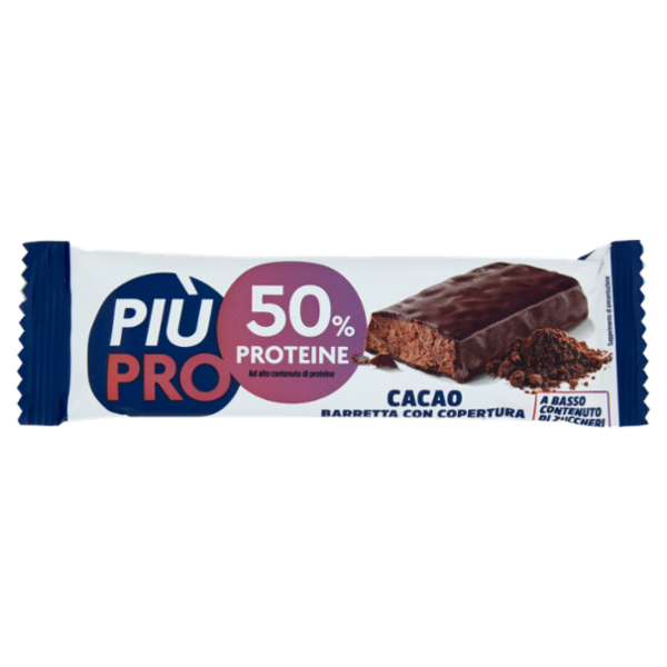 Piùpro Barrette Proteiche Gusto Cacao con Copertura al Cioccolato Magro 40 g