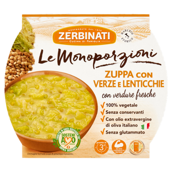 Zerbinati Le Monoporzioni Zuppa con Verze e Lenticchie 310 g