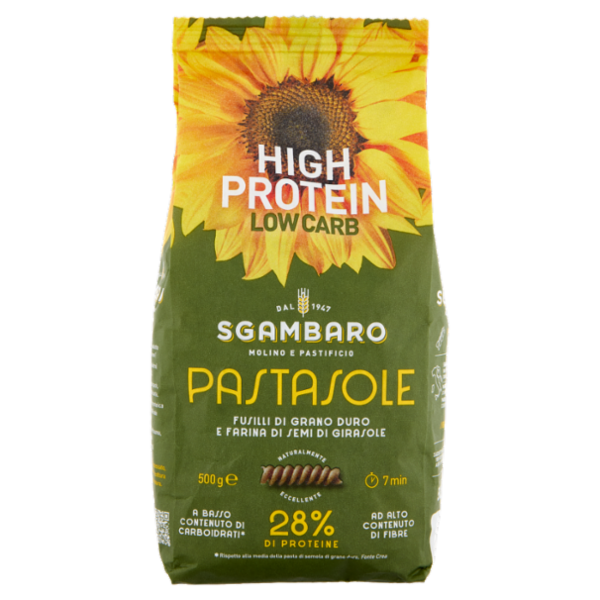 Sgambaro Pastasole Fusilli di Grano Duro e Farina di Semi di Girasole N°47 500 g